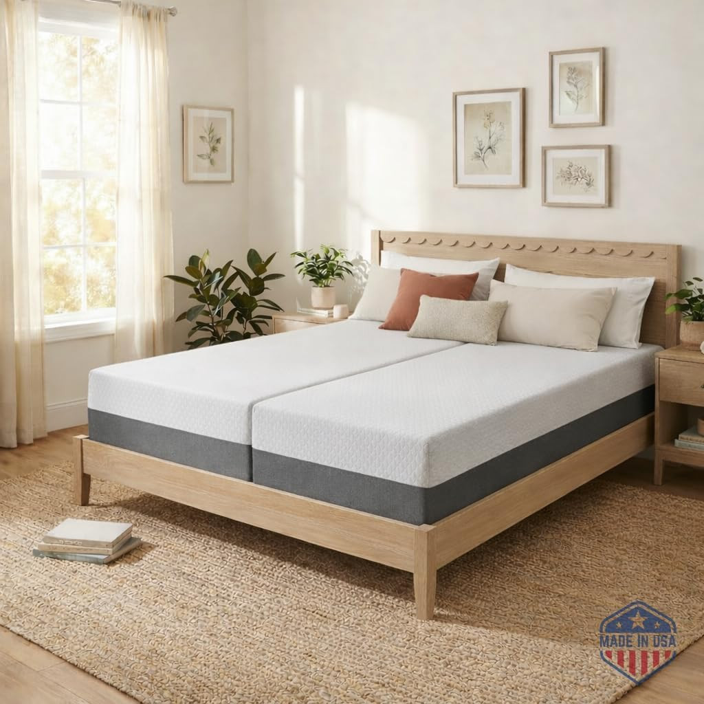 Cooling Gel Memory Foam Split King Mattress – Soft, USA Made, Certipur-US®