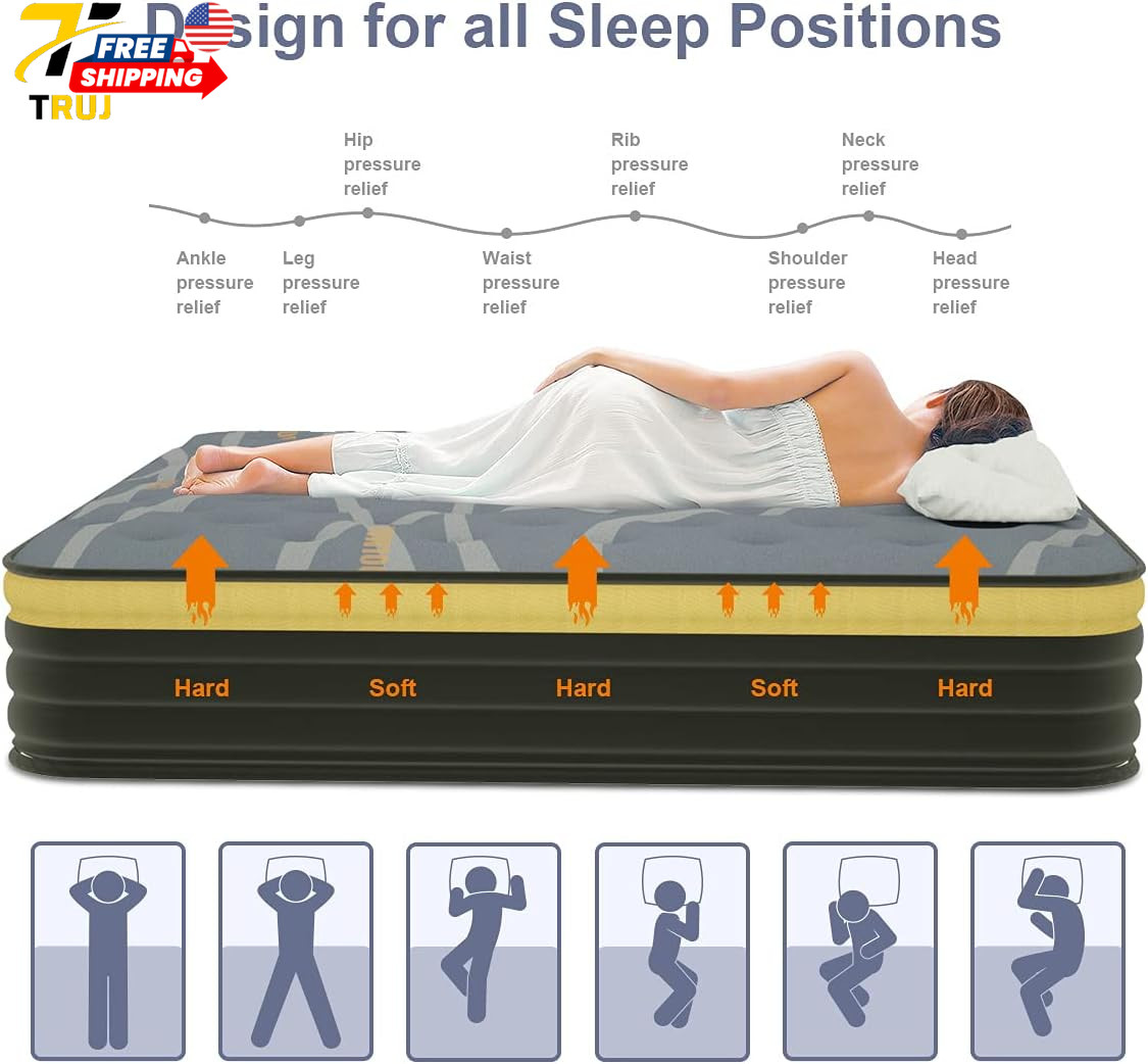 12″ Pillow Top Hybrid Mattress Memory Foam&Pocket Spring Firm Pressure Relief