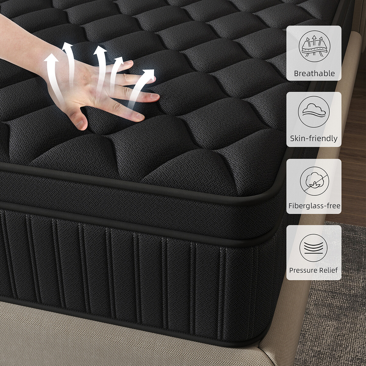 12/14 Inch Queen Size Mattress in a Box Gel Memory Foam Hybrid Pocket Spring Bed