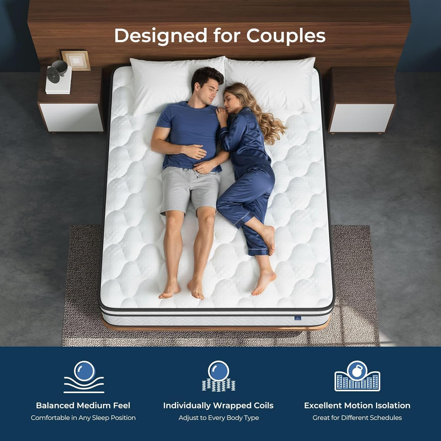 Queen Mattress 12 Inch, Fiberglass-Free | Cool Sleep Hybrid Mattress in a Box –
