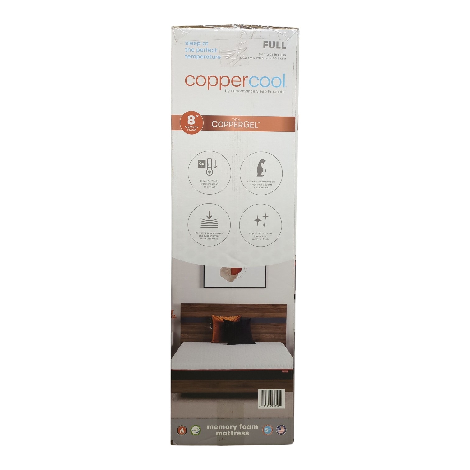 CopperCool Select 8″ Cooling Gel Memory Foam Mattress, Full