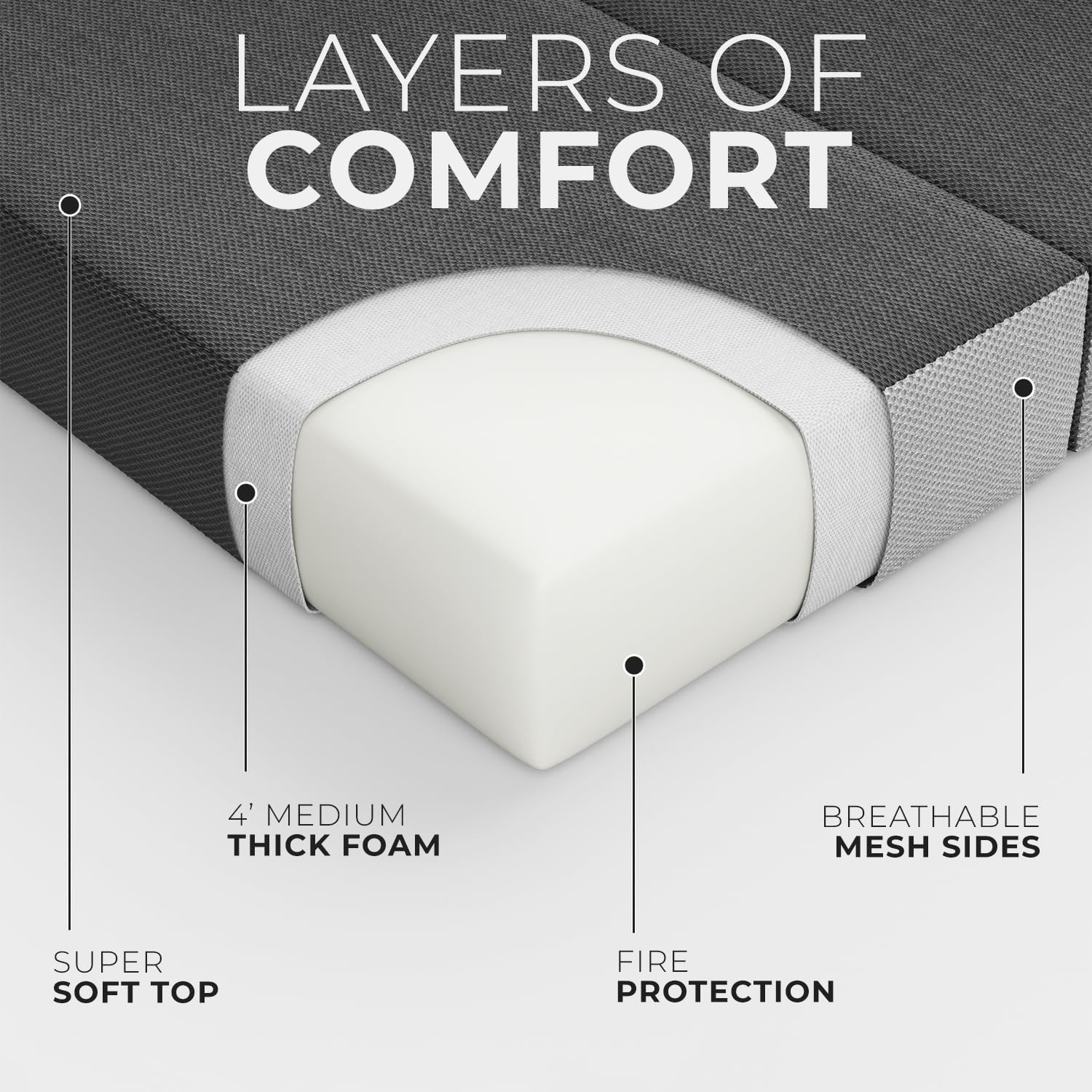 4 Inch Twin Folding Mattr for Floor and Traveling with Removable