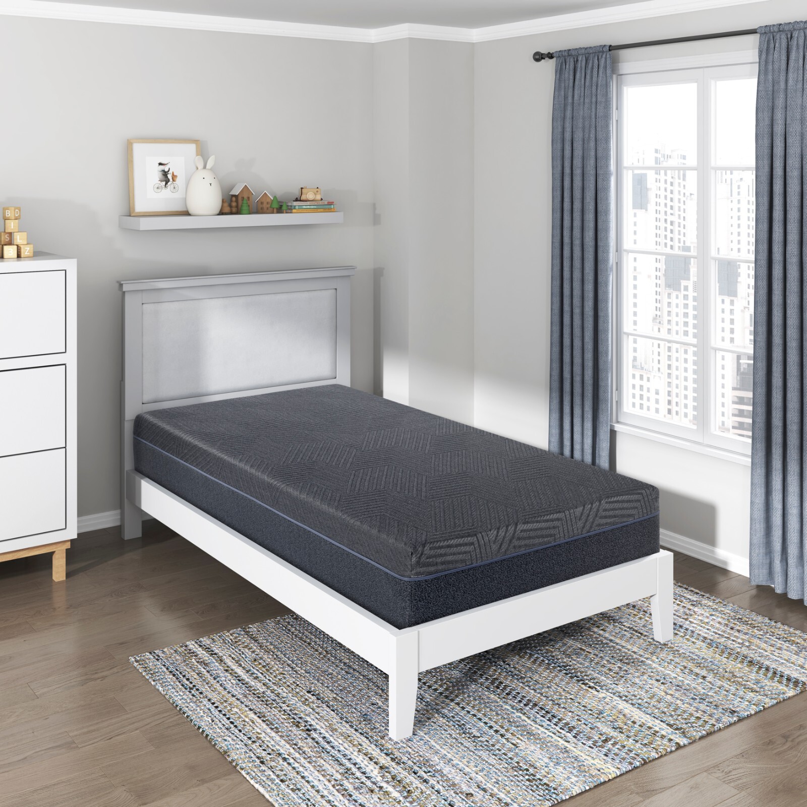 11″ Mattress Twin Size, Firm, Gray, Gel-infused Memory Foam Mattress in a Box