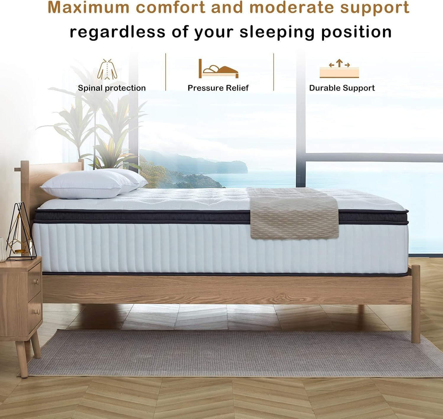 King Size Mattress, 14 Inch King Size Memory Foam Mattres in A Box for Comfort S