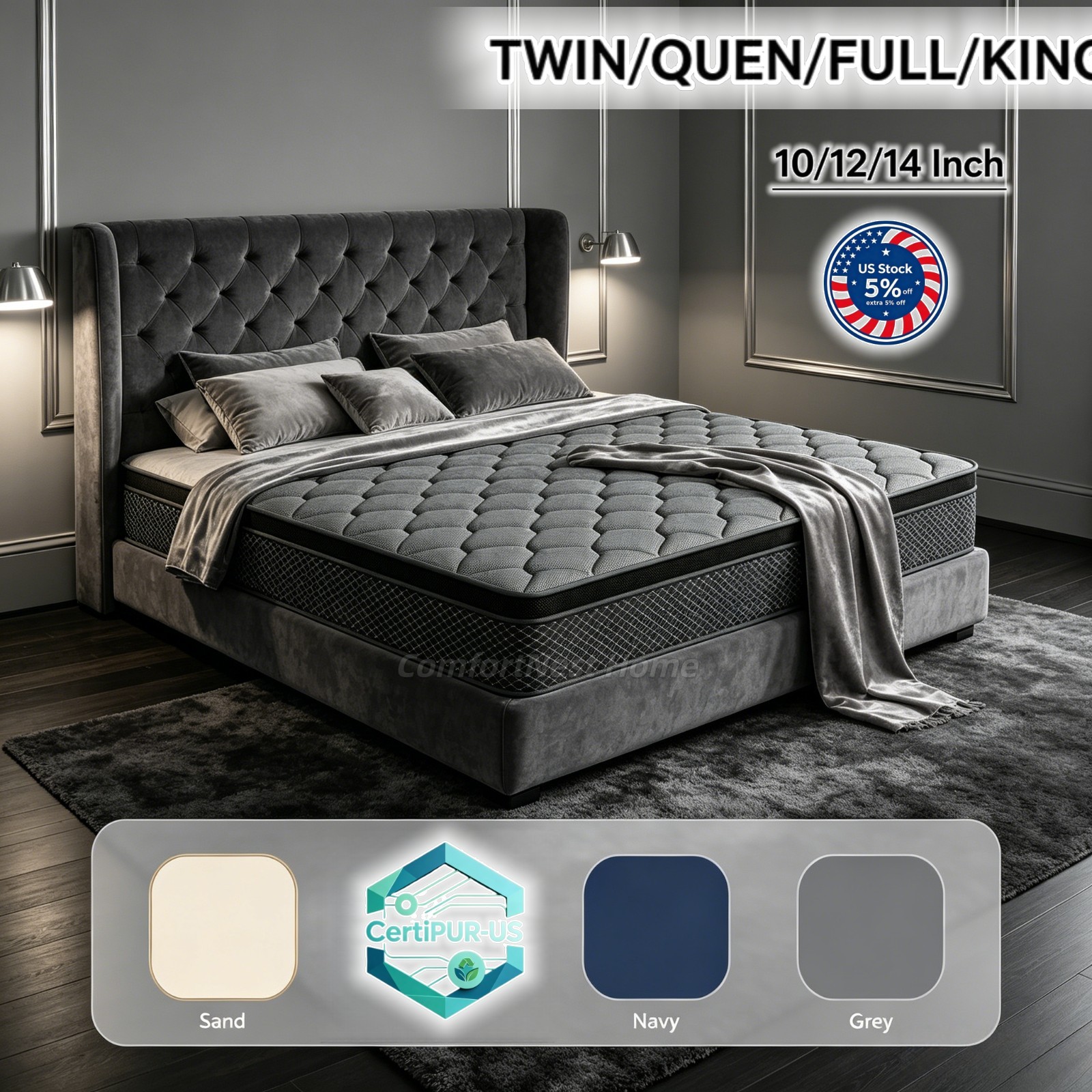 12/14 Inch Gel Memory Foam Hybrid Mattress Spring Twin Full Queen King Size Box