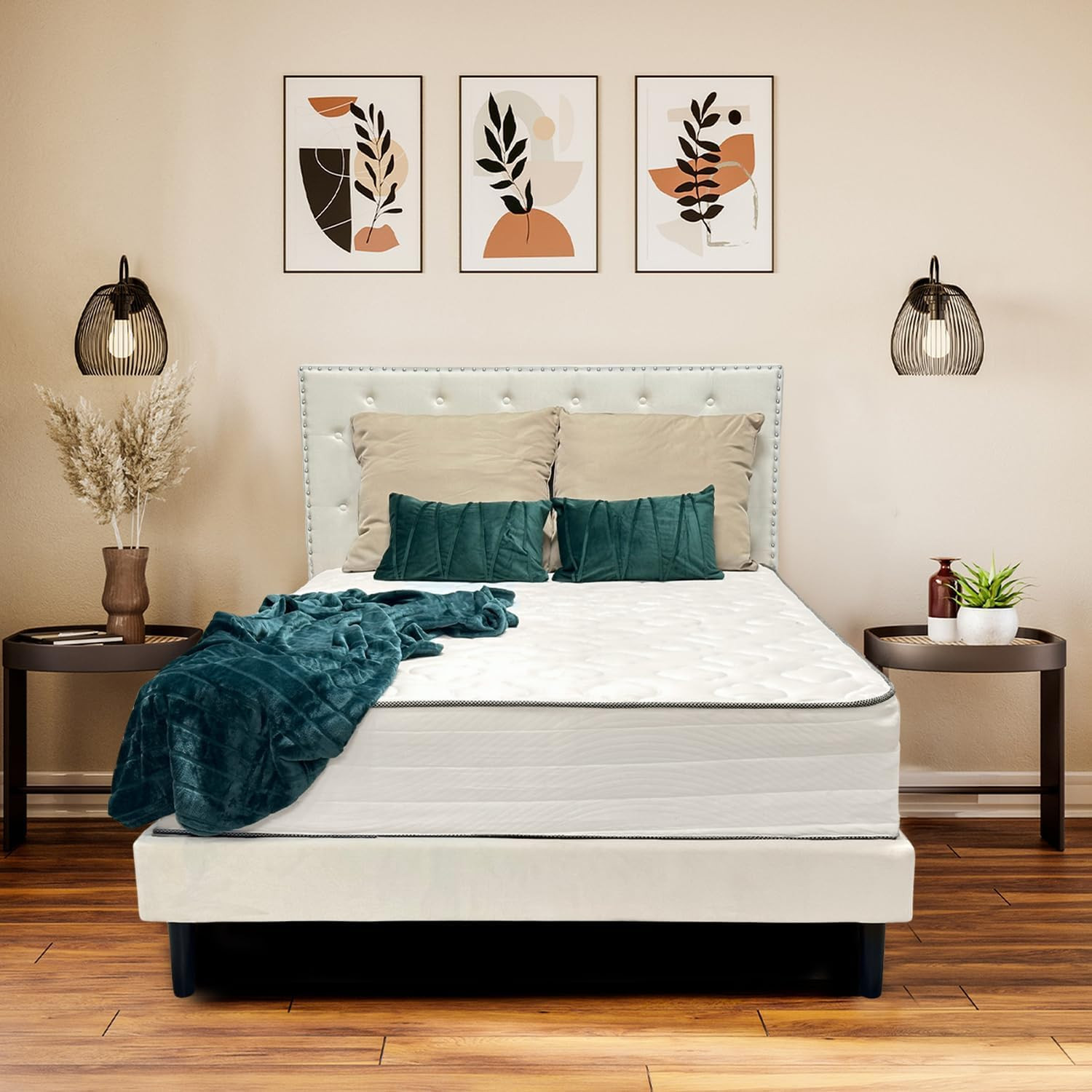Queen Mattress 10 Inches White – Pocketed Coil Euro Top Cool Memory Foam Hybrid