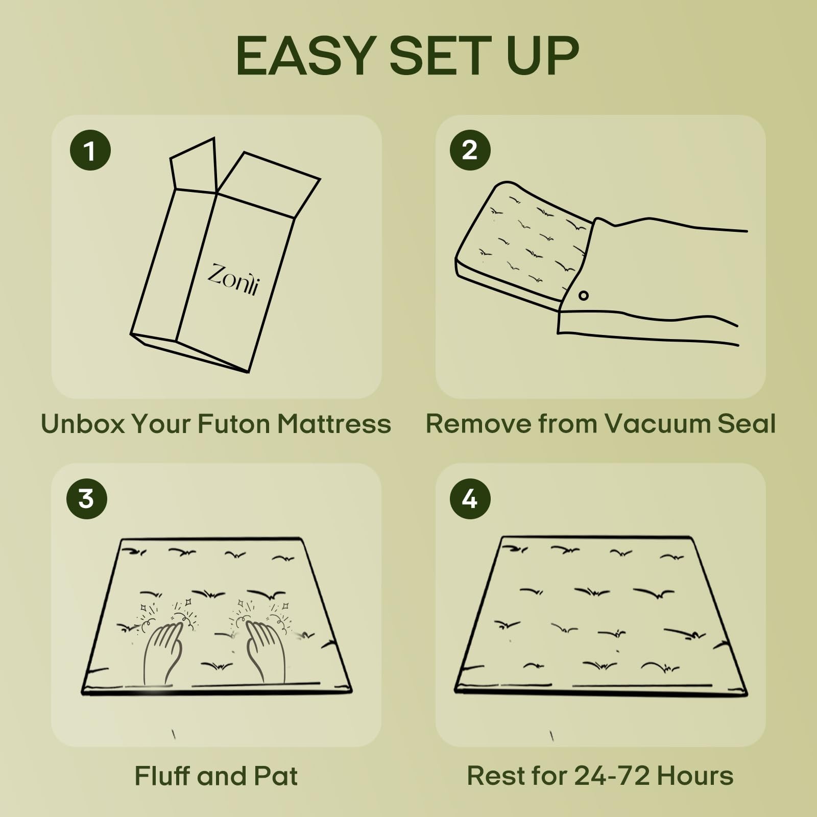 Japanese Floor Futon Mattress Full Size 75″x 54″, 100% Cotton Cover 2.5” Thi…