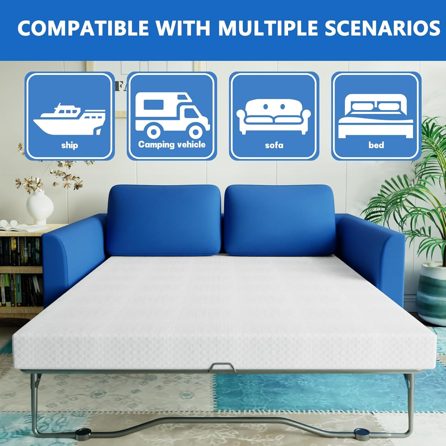 4.5 Inch Cold Gel Memory Foam Mattress Replacement for Sleeper Sofa and Couch Be