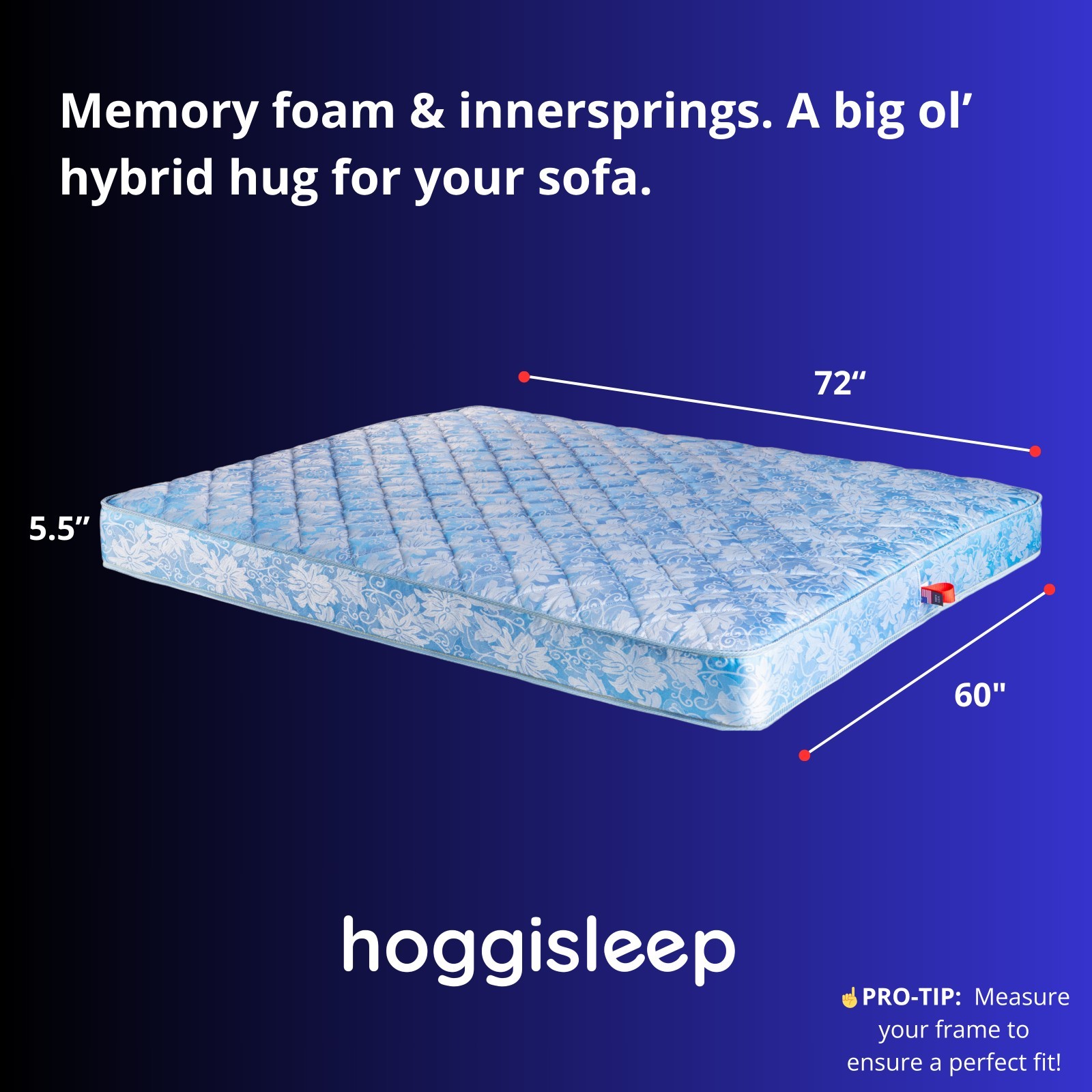 Queen, 5.5 Inch Sleeper Sofa Mattress 60×72, Top-Quality Innerspring Memory Foam