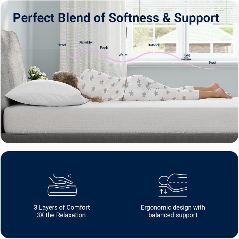 Twin Mattress, 5 Inch Twin Size Mattress for Kids, Gel Memory Foam Mattresses