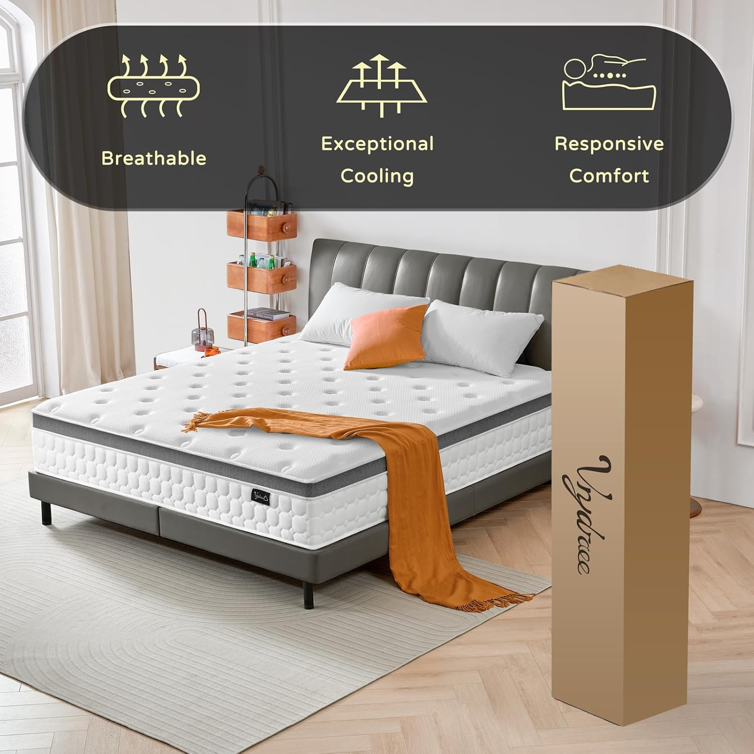 12″ Full Size Mattress – Cooling Gel Memory Foam & Pocket Springs, Medium Firm