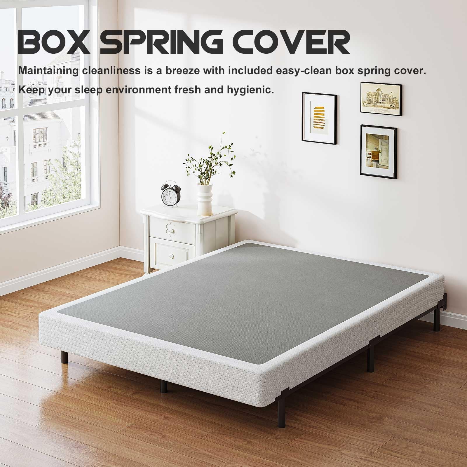 Box Spring Queen and Cover Set, 9 Inch High Profile Easy Assembly Mattress Fo…