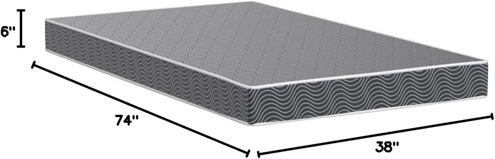 Navy Blue 6-Inch Water-Resistant Foam Mattress, Twin Deluxe, USA Made