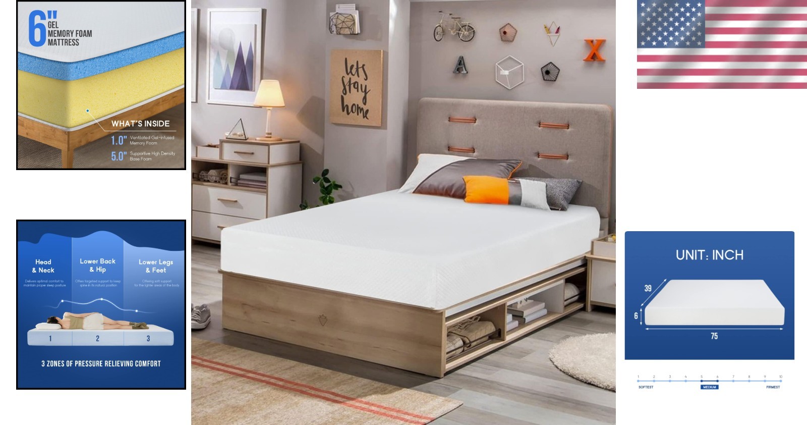 Medium Firm Twin Mattress – 6 In Gel Memory Foam for Pressure Relief & Freshness