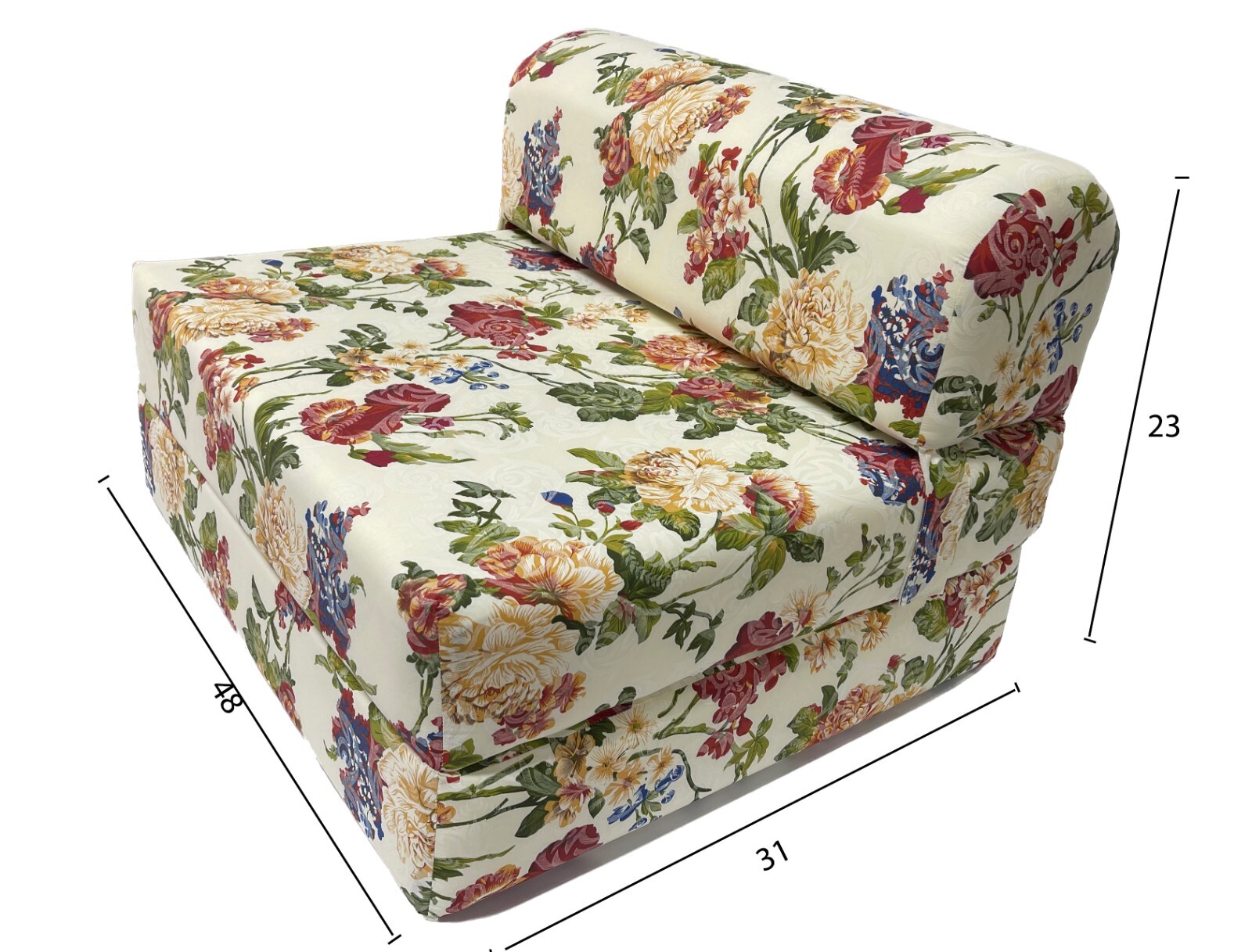 Big Roses 6 x 48 x 72 Sleeper Chair Folding Foam Bed, Studio Guest Beds