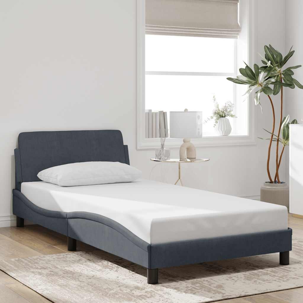 Bed Frame “Dover” Platform Dark Gray 39.4″x74.8″ Twin Velvet vidaXL
