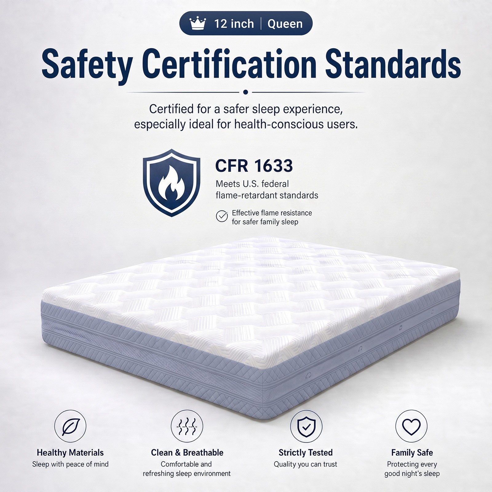 Queen Size Memory Foam Mattress 79.92×60.24in Thick Foam Mattress for Bedroom Us