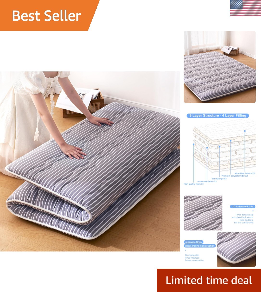Foam Japanese Floor Mattress Futon Mattress,100% High Density Comfortable Foa…