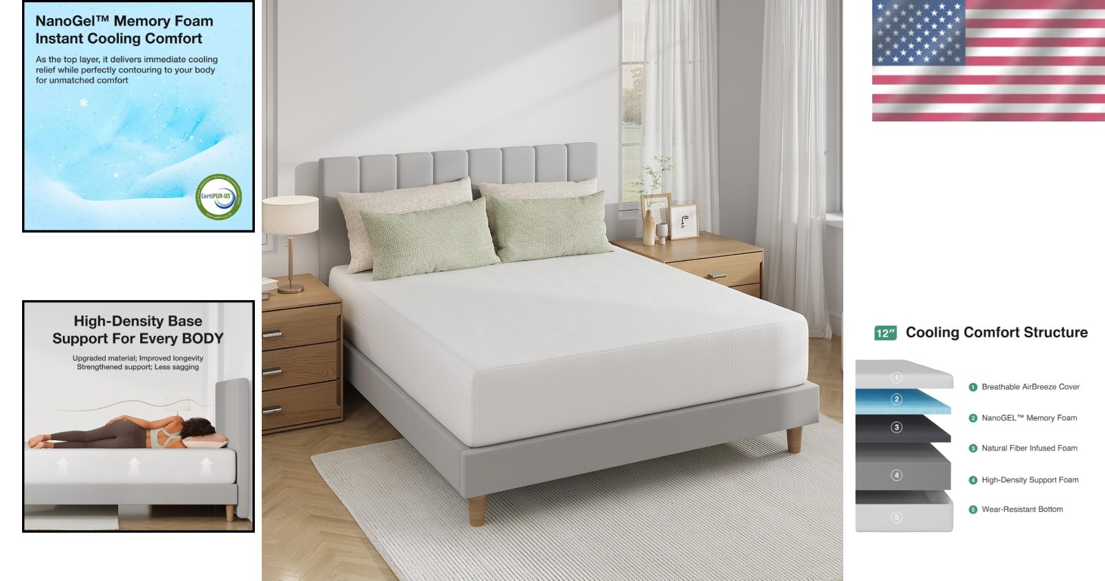CertiPUR-Certified 12 Inch Gel Memory Foam Mattress