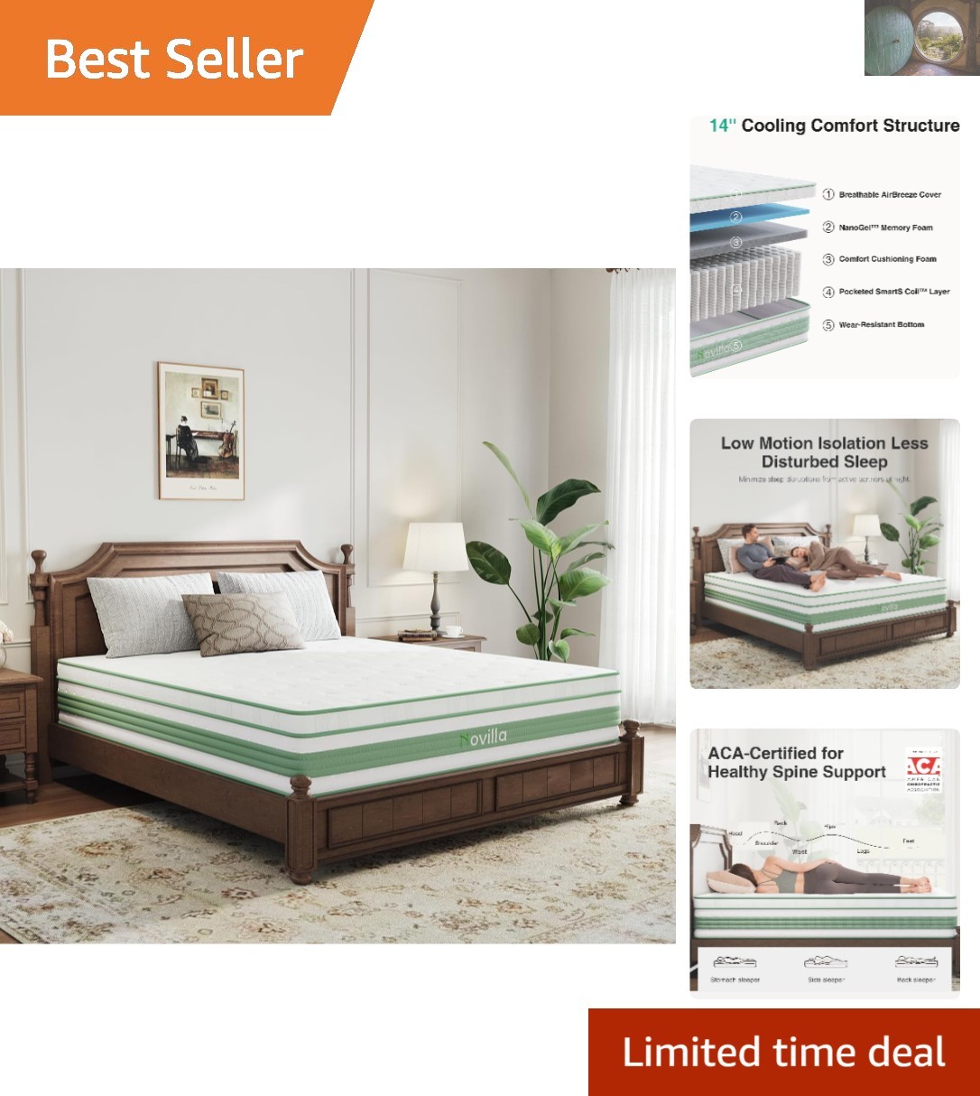 Luxury 14-Inch Queen Hybrid Mattress – Gel Memory Foam & Pocket Springs