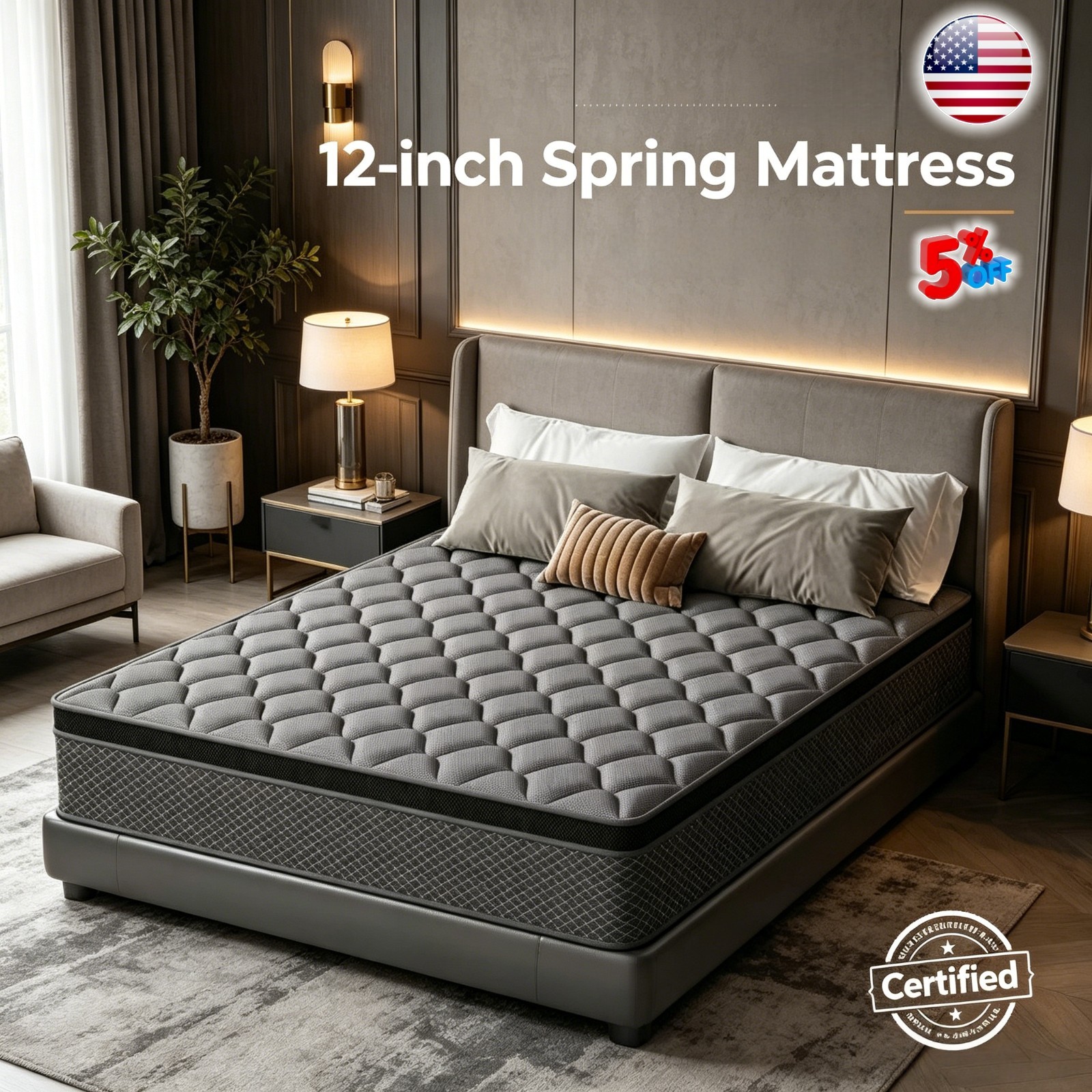 12in Memory Foam & Spring Hybrid Mattress Cooling Support Twin Size Bed In a Box
