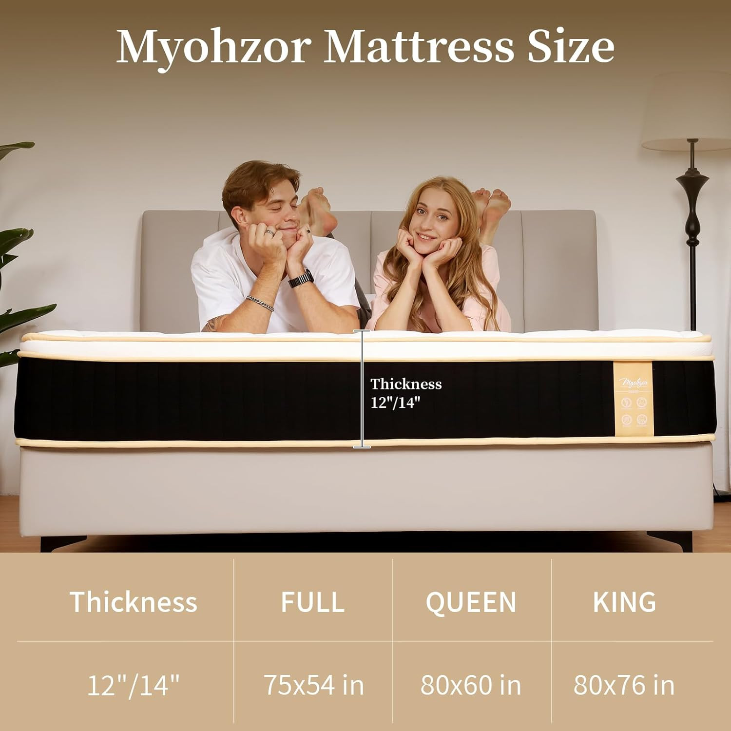 12″ Queen Hybrid Mattress – Medium Firm, Memory Foam & Pocket Springs Support