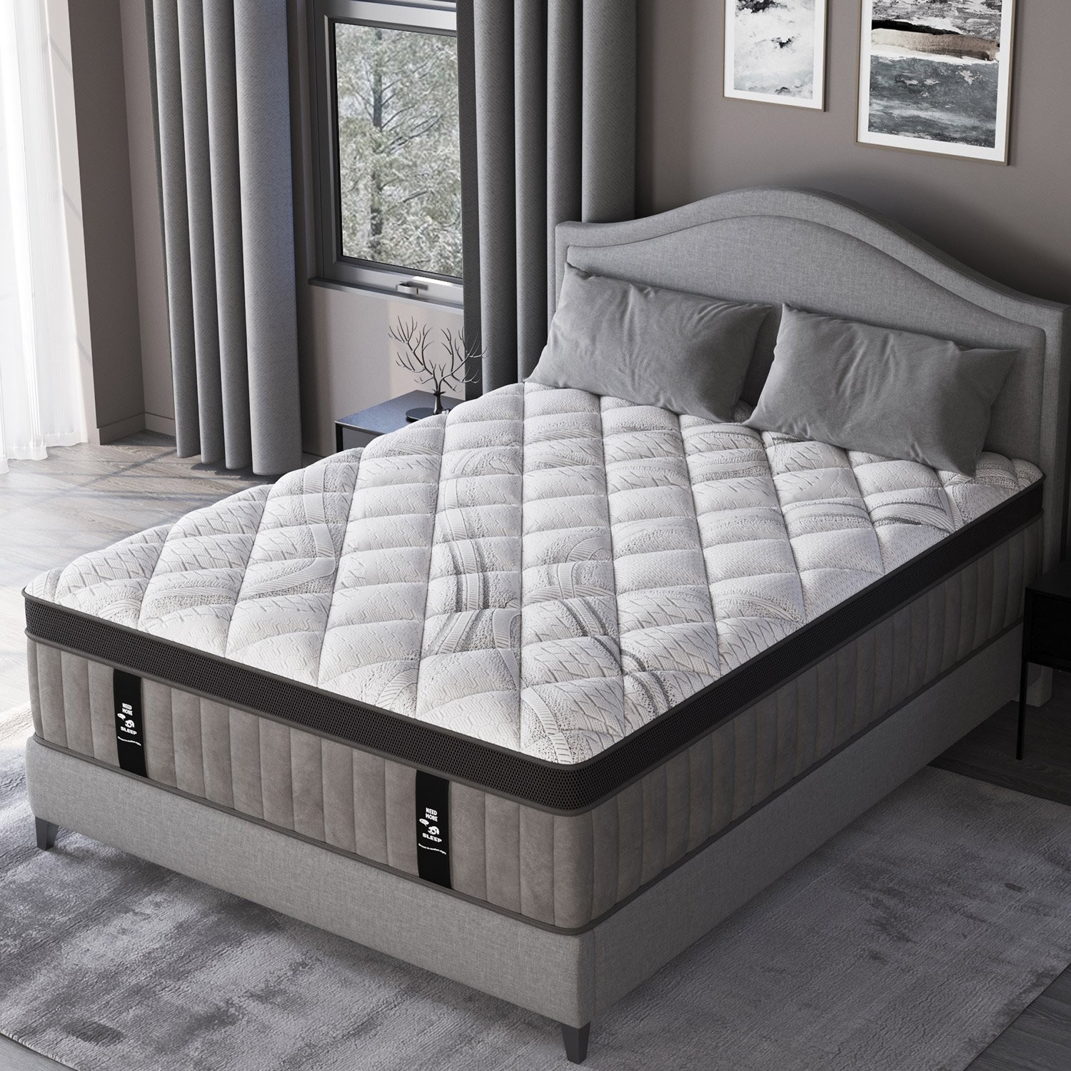 12″14″ Twin Full Queen King Size Mattress in a Box Hybrid Spring Memory Foam