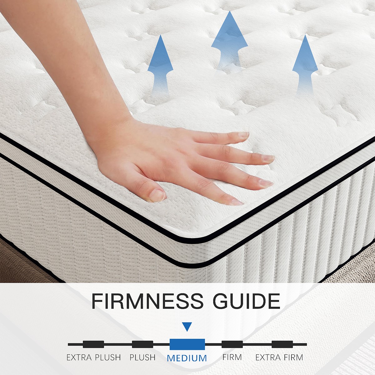 12″/14″ Twin Full Queen King Size Mattress Hybrid Spring Gel Memory Foam White