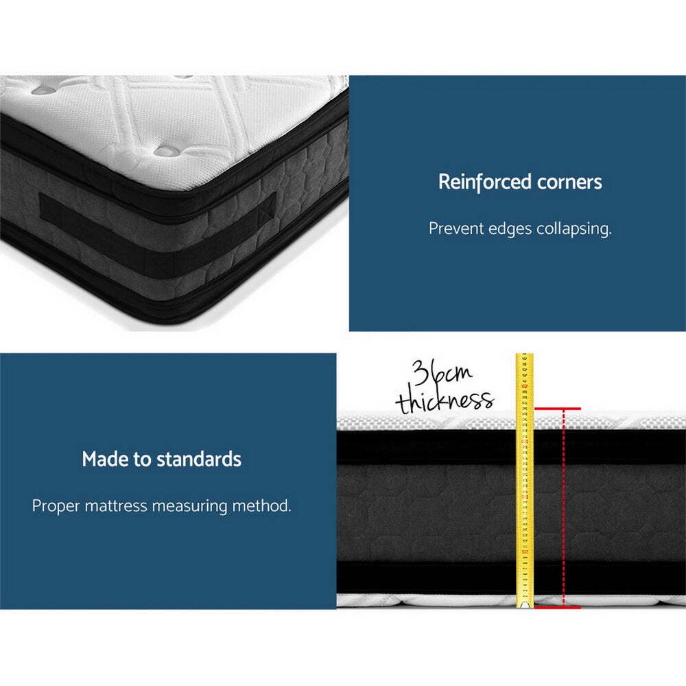 NNEDSZ Bedding Luna Euro Top Cool Gel Pocket Spring Mattress 36cm Thick ? Single