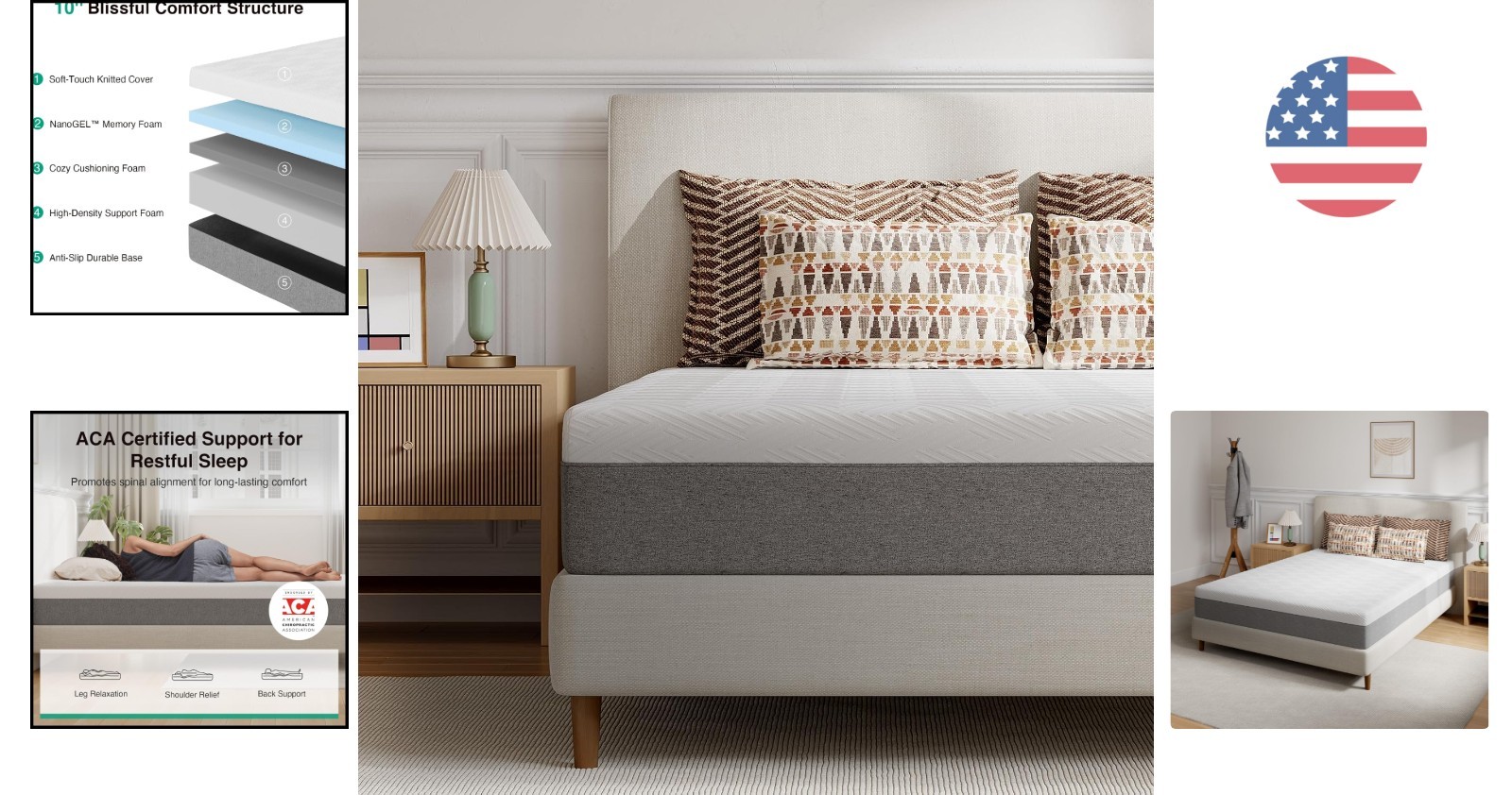 10-Inch Twin Size Memory Foam Mattress – Back Pain Relief, Grey, CertiPUR-US