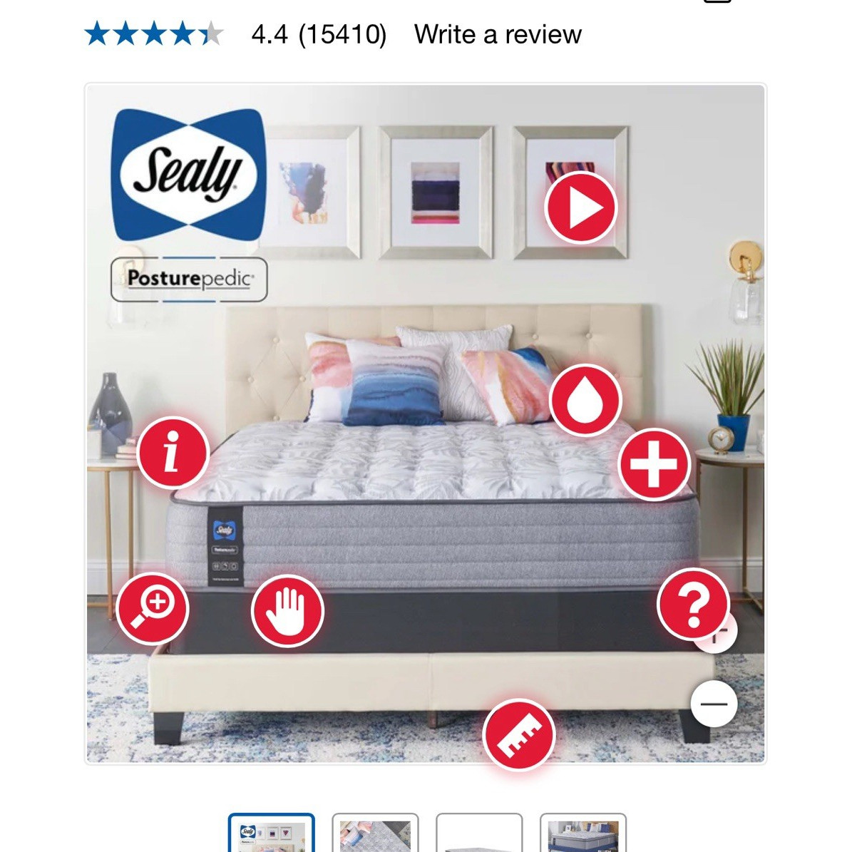 Sealy Posturepedic Carver King Futon Mattress Firm Plush 11in 13.5in Gray Floral