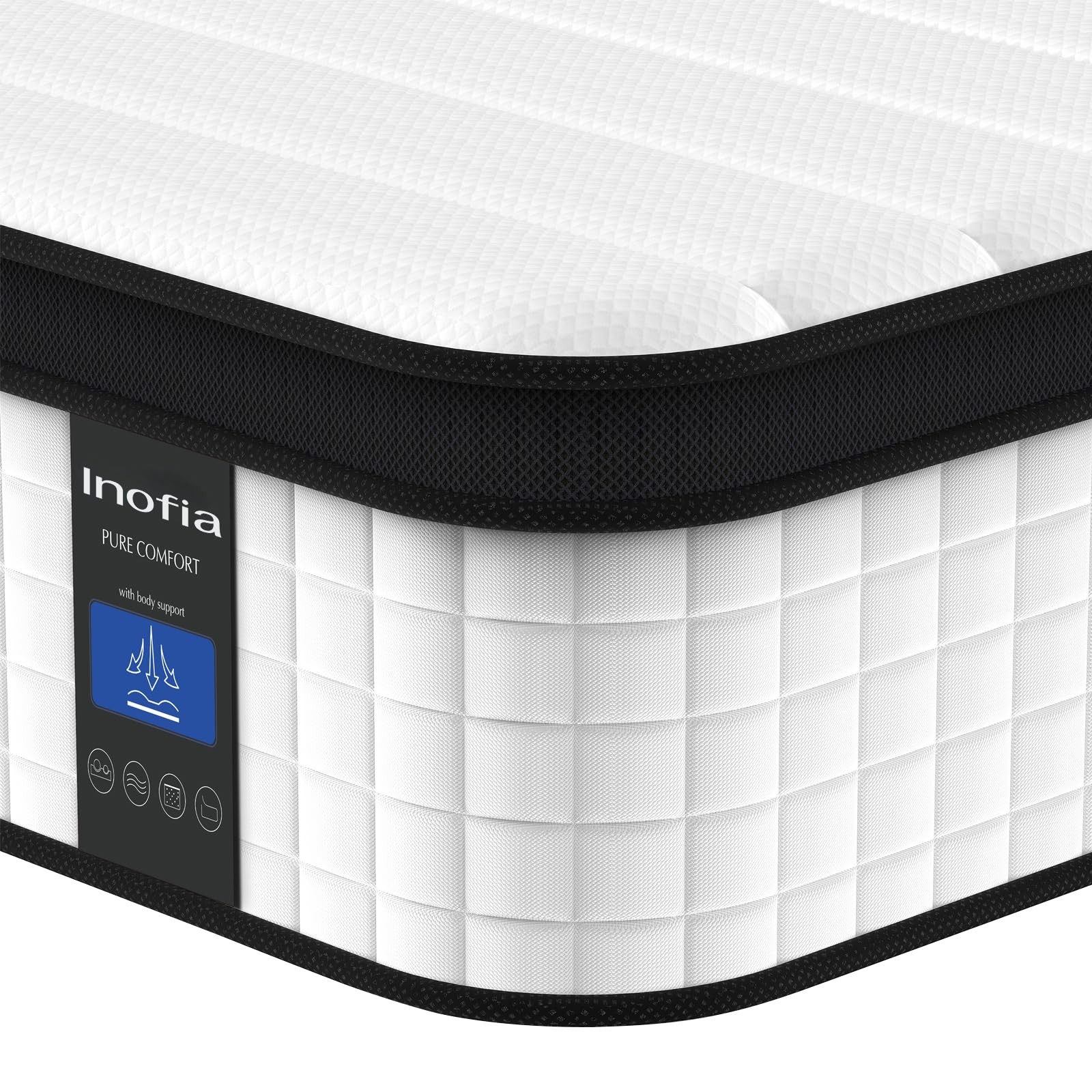 Twin XL Mattress, 12 Inch Hybrid Innerspring Single Mattress Cool Bed, Breath…