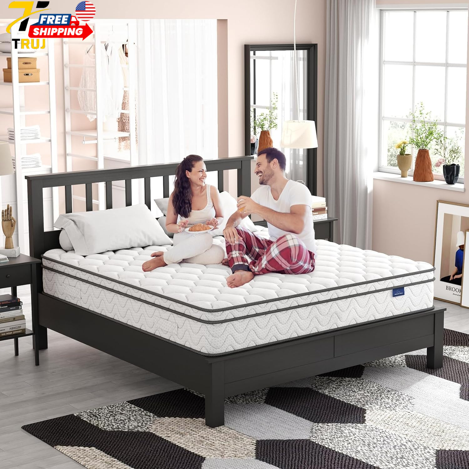 Twin XL Mattress 10 Inch Hybrid XL Twin Mattress in a Box Extra Long Twin Inn