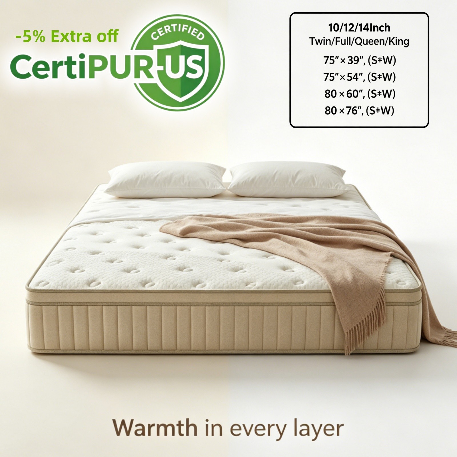 12″14″ Mattress Twin Full Queen King Size Gel Memory Foam Pocket Spring in a Box