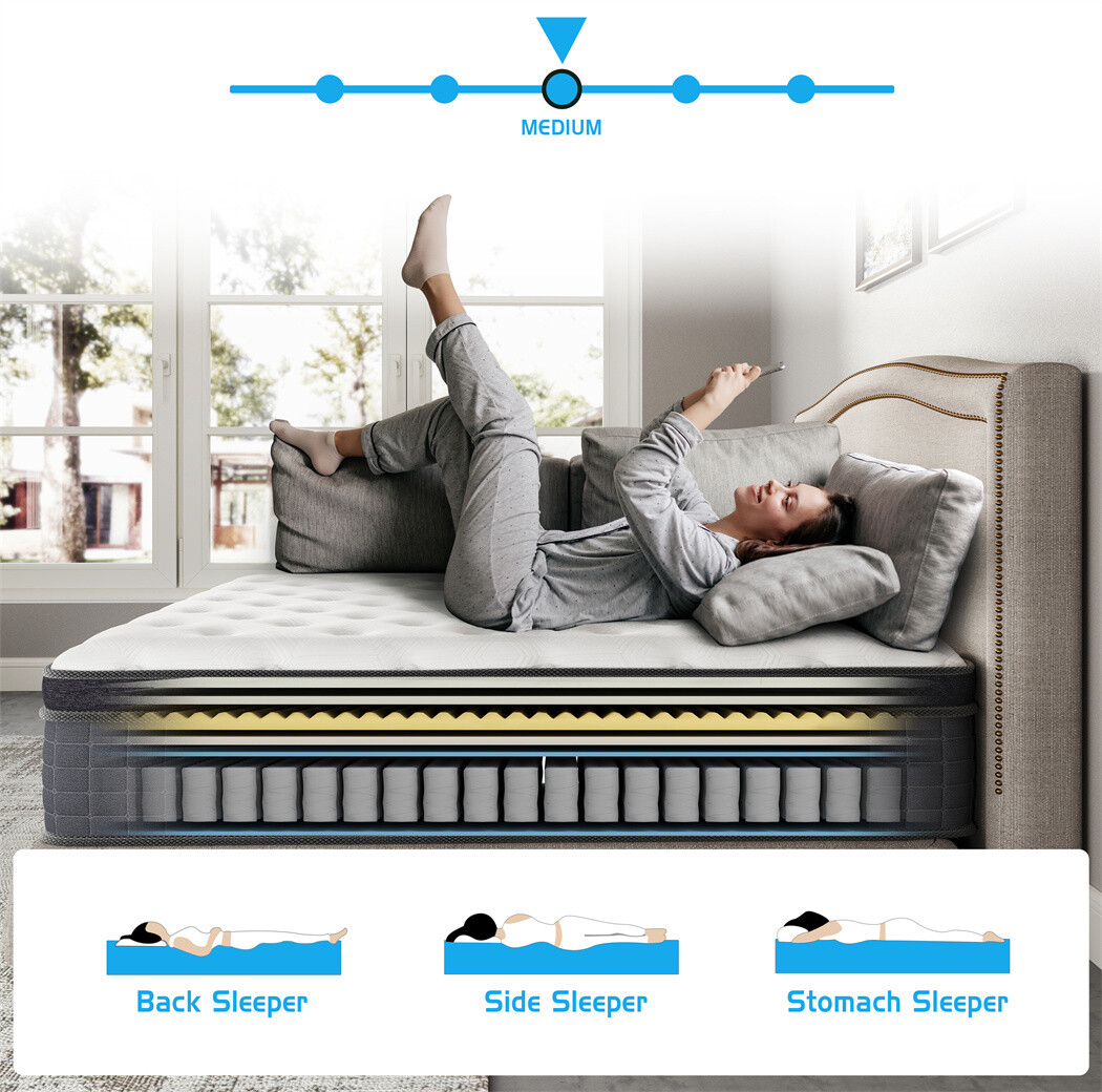 12″ 14″ Mattress Pocket Spring Hybrid Bed Memory Foam Twin Full Queen King Size