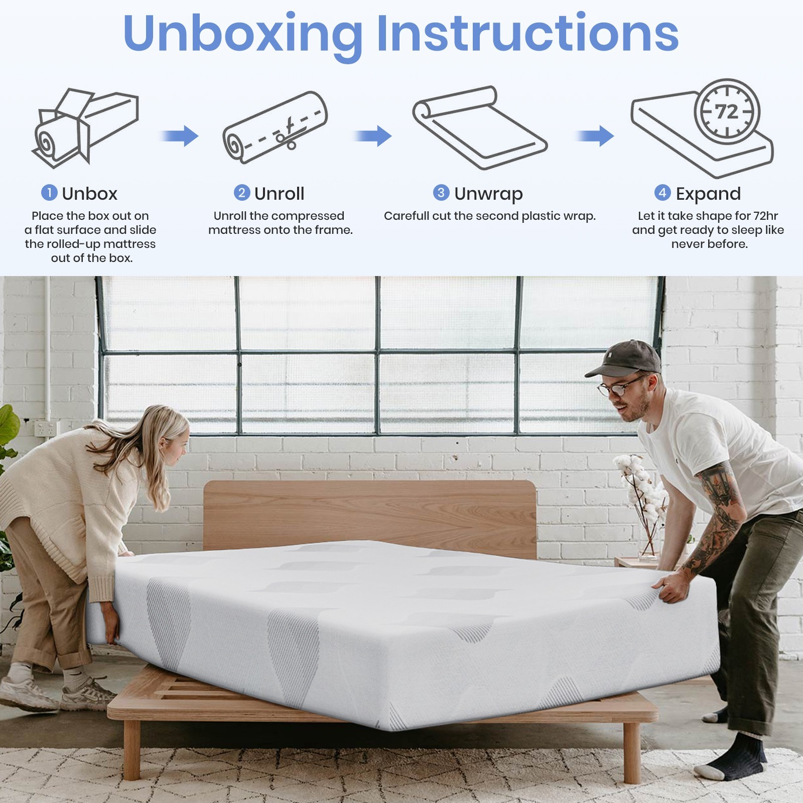 10″ Twin Full Queen King Gel Memory Foam Mattress Medium Firm Support in a Box