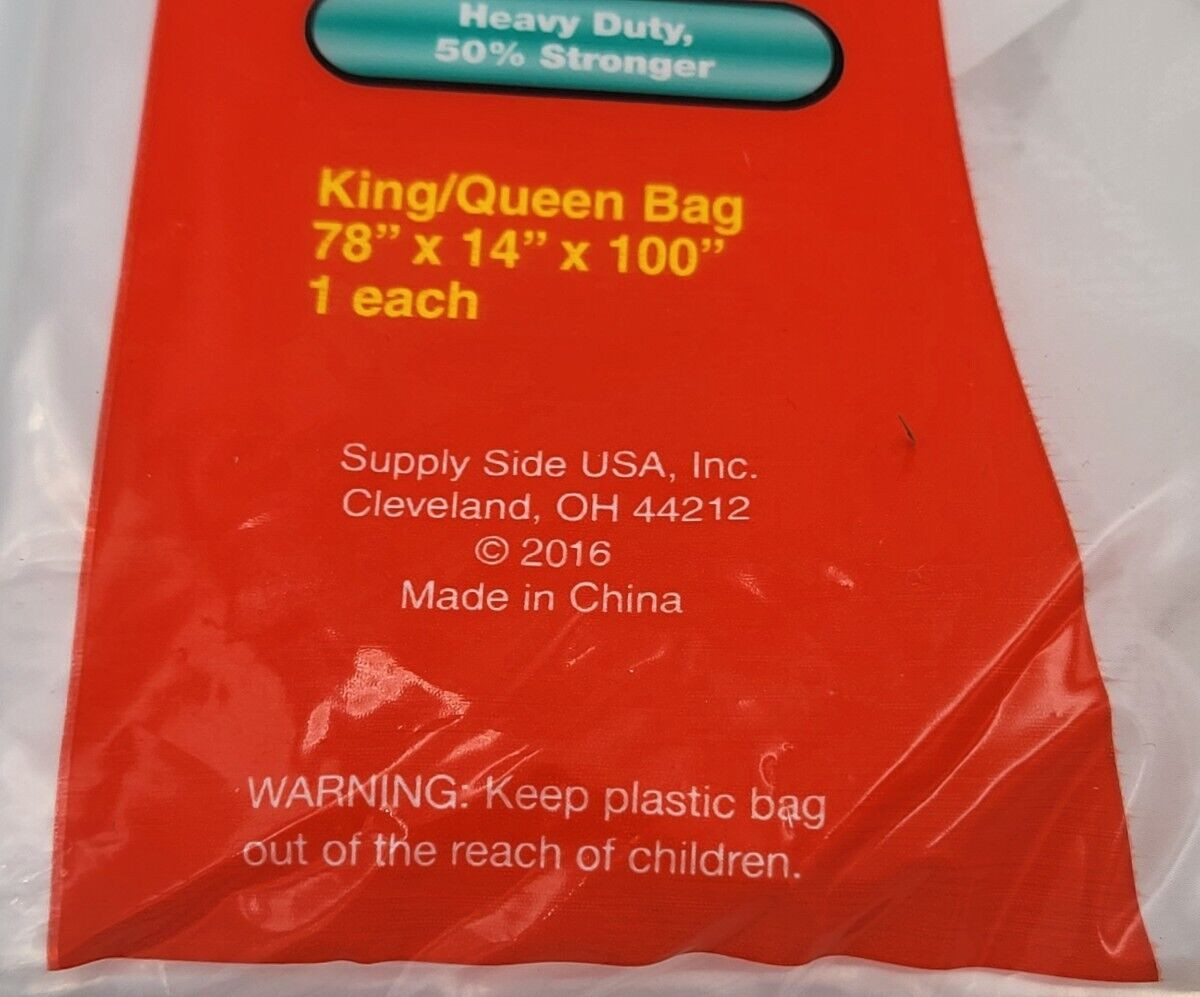 Packrite King/Queen Mattress Bag 78x14x100 Inches 1 Count Heavy Duty – Brand New
