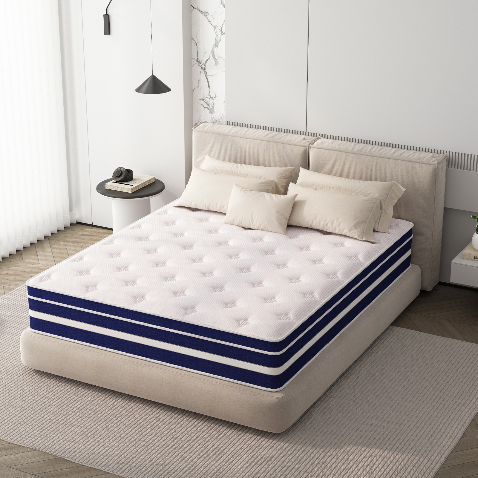 10/12/14Inch Bed Memory Foam&Spring Hybrid Mattres King Queen Full Twin In Box
