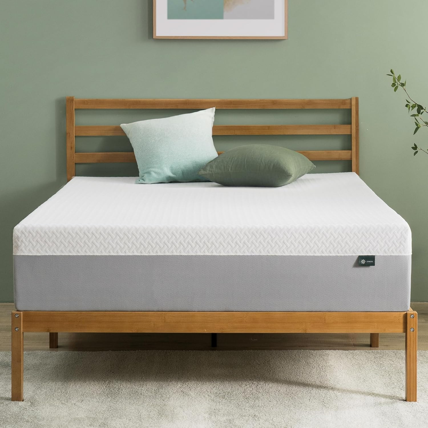 12″ Green Tea Memory Foam Mattress, Queen, Safe & Breathable, Medium Feel