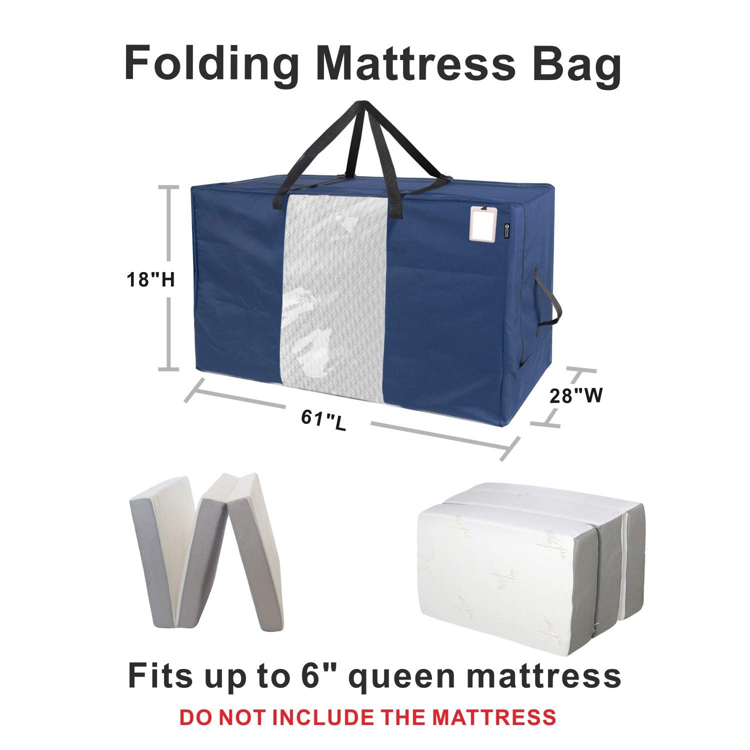 Folding Mattress Storage Bag – Durable Carry Case Fits for Tri-Fold Up to 6 i…