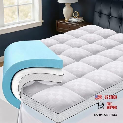 Size Dual Layer 4 Inch Memory Foam Mattress Topper, 2 Queen Dual Layer White