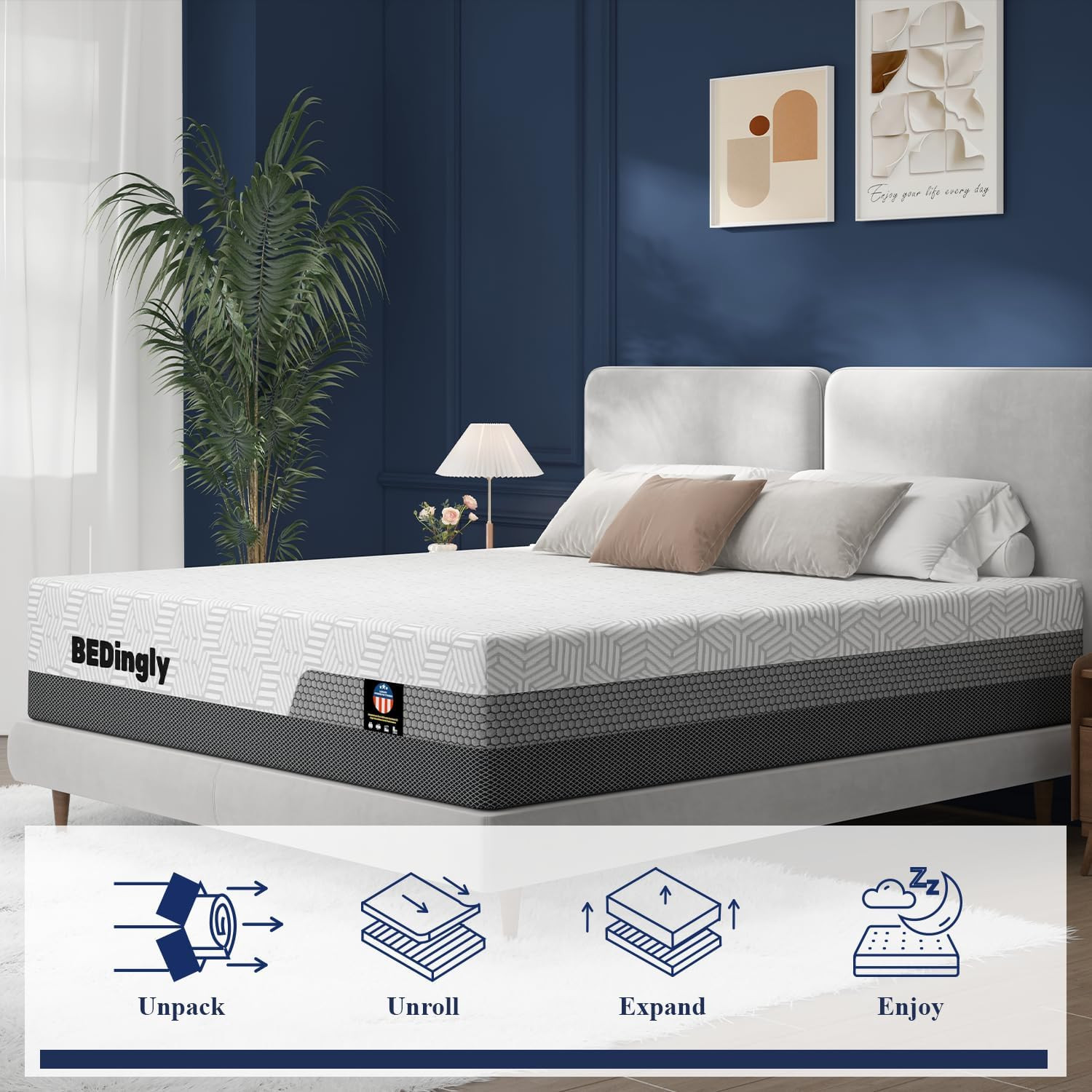 Luxury 14″ Firm King Mattress with Cool Gel Foam & Pocket Springs, 365-Night Tri