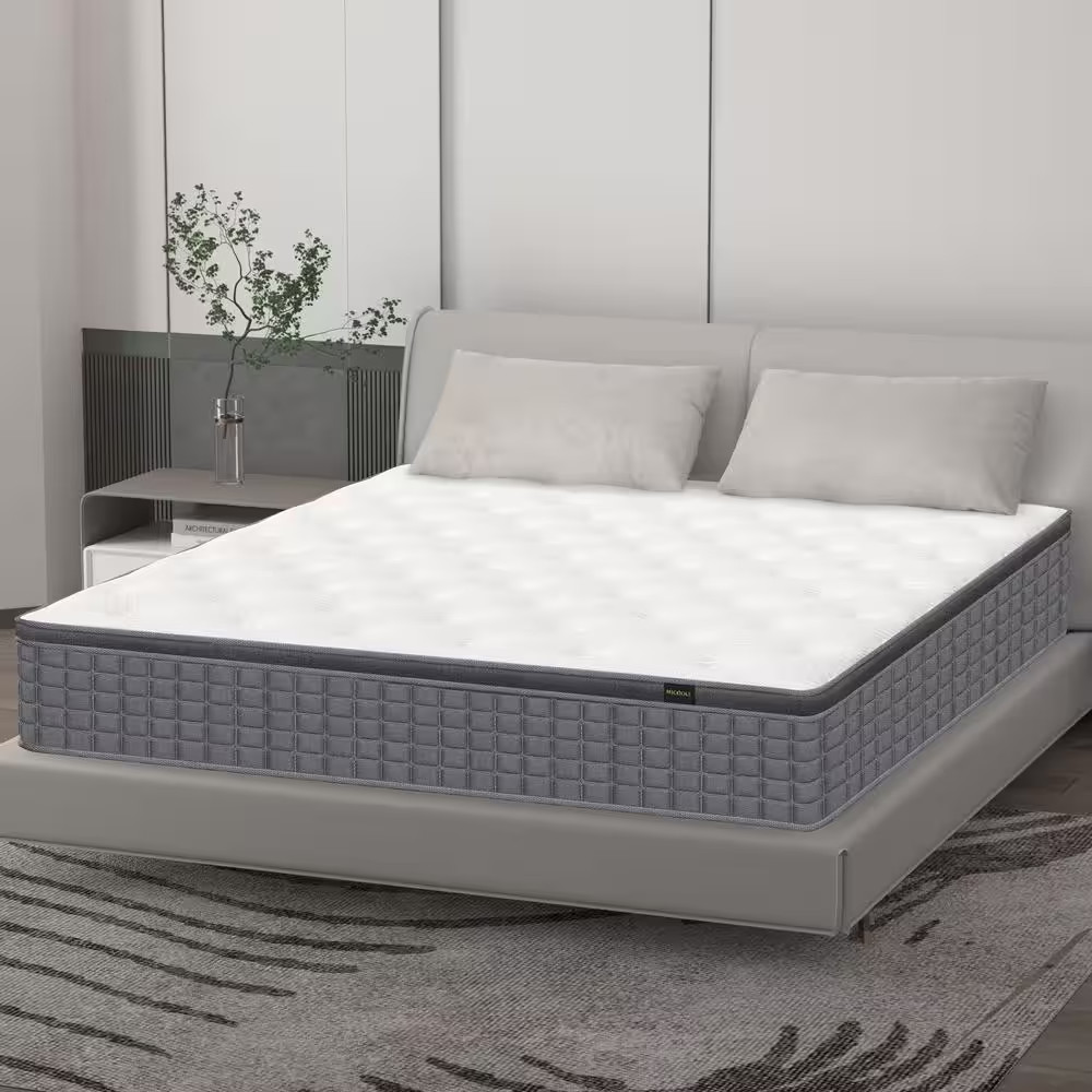 Grey Queen Medium Memory Foam 14 In. Bed-In-A-Box Mattress