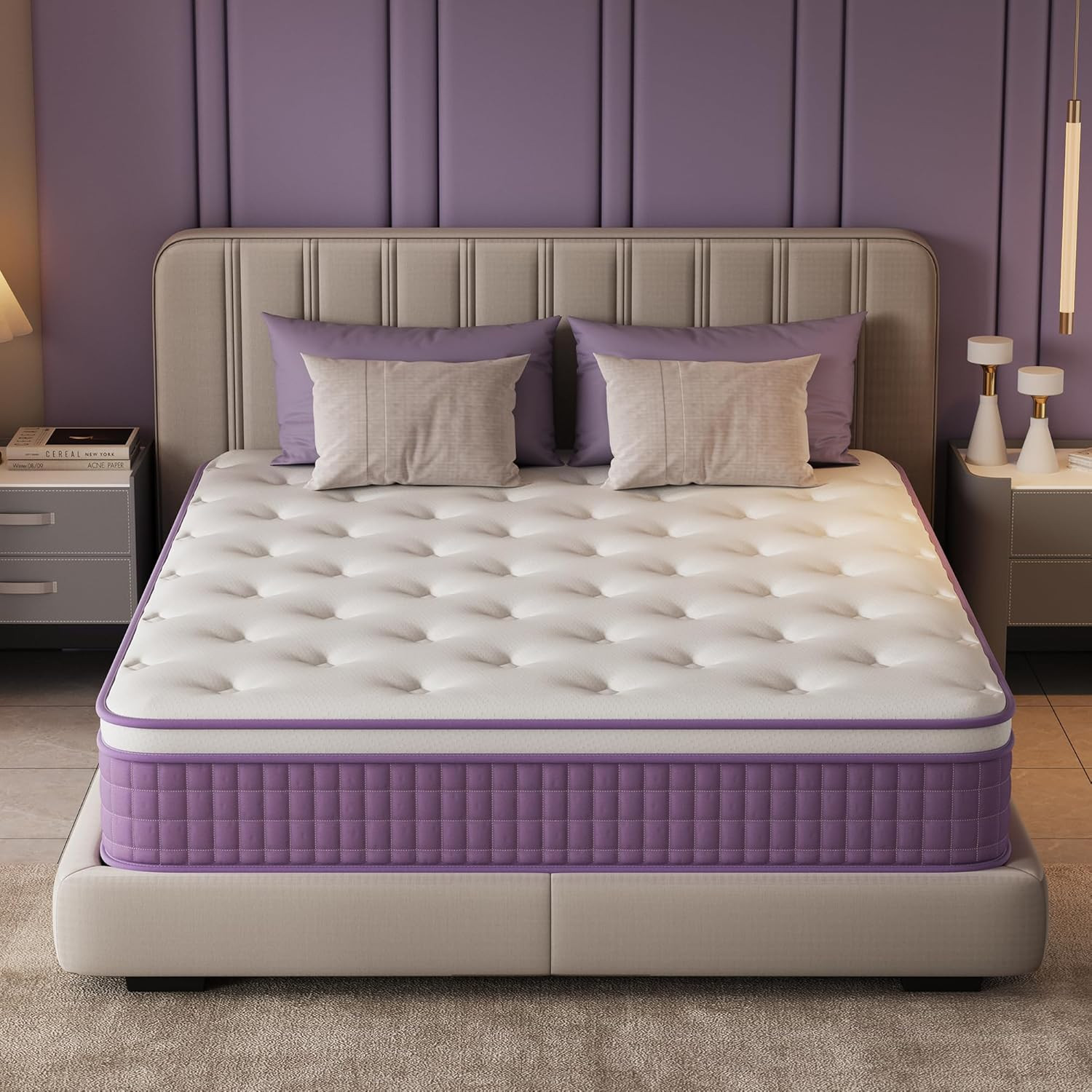 12″ Queen Mattress in a Box Purple Hybrid Mattress with Gel Memory Foam & Pocket