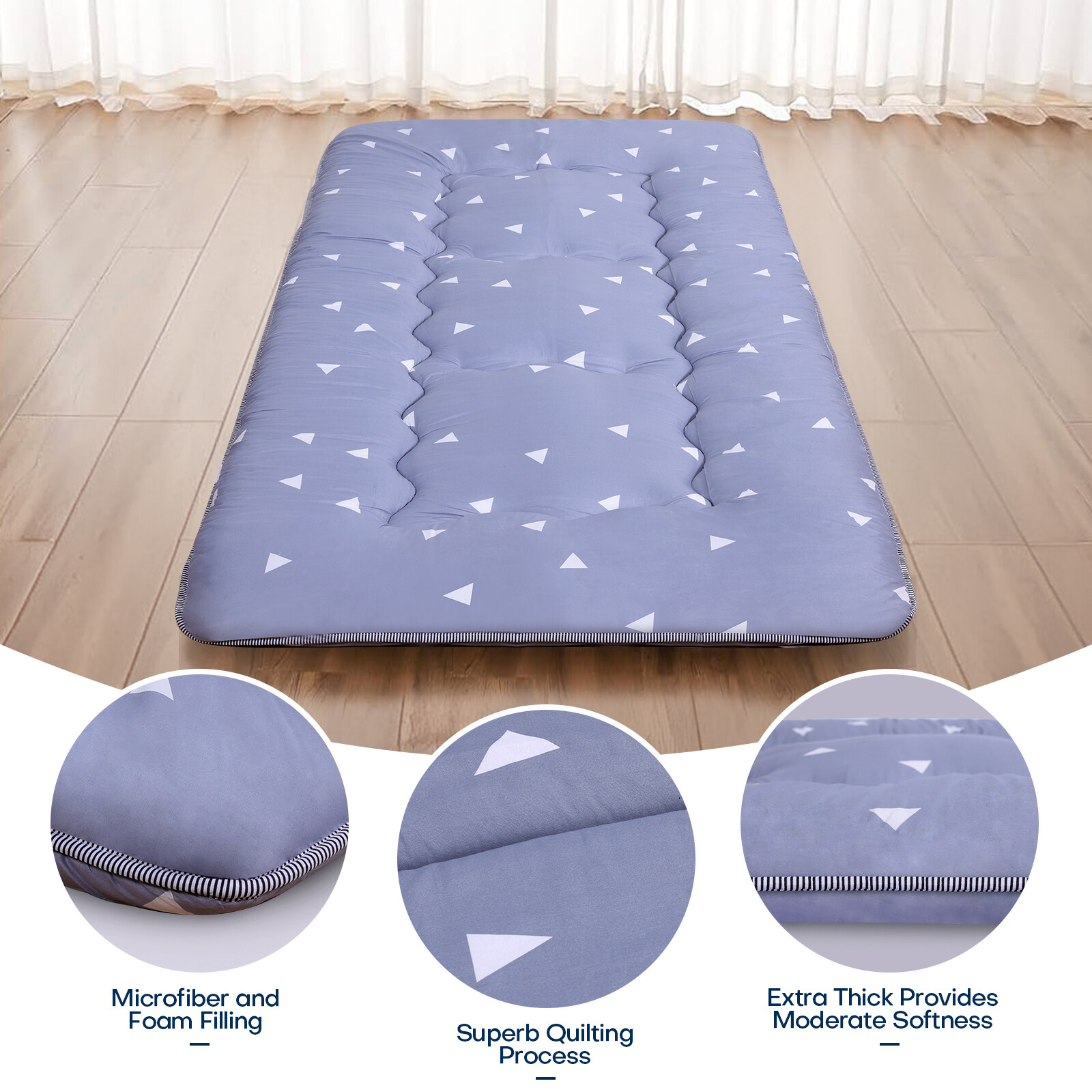 Japanese Futon Floor Mattress Thick Tatami Sleeping Pad Roll-Up Camping Mattress
