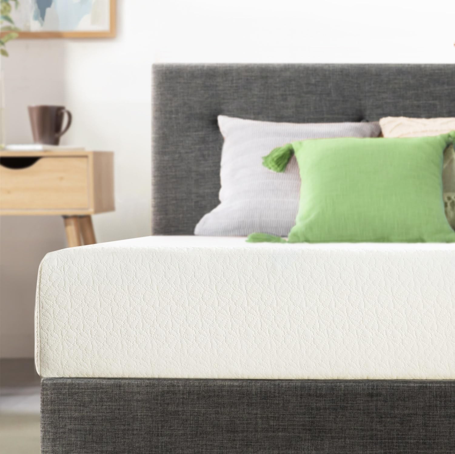 6″ Twin Mattress Bed-In-A-Box, Green Tea Memory Foam, White