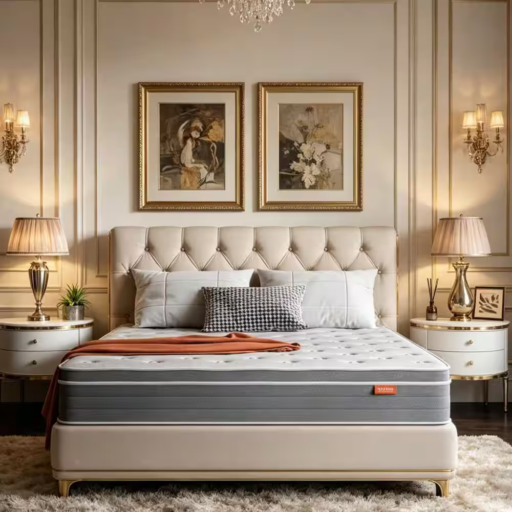 Cooling Queen Size Medium Hybrid Pillow Top Mattress, 12 In. Support and Breatha