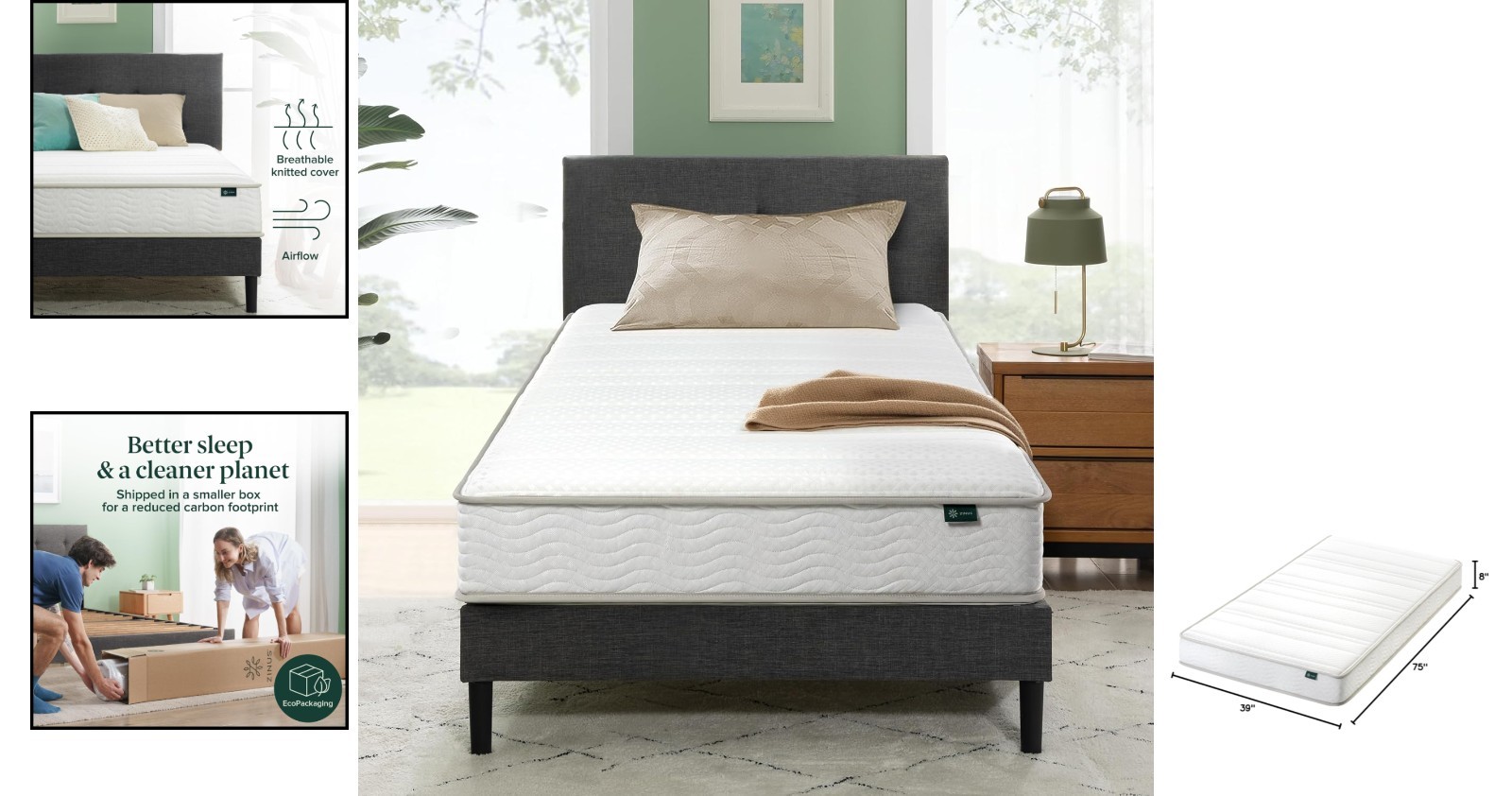 Quality Sleep with 8 Inch Foam & Spring Twin Hybrid Mattress – Fiberglass Free