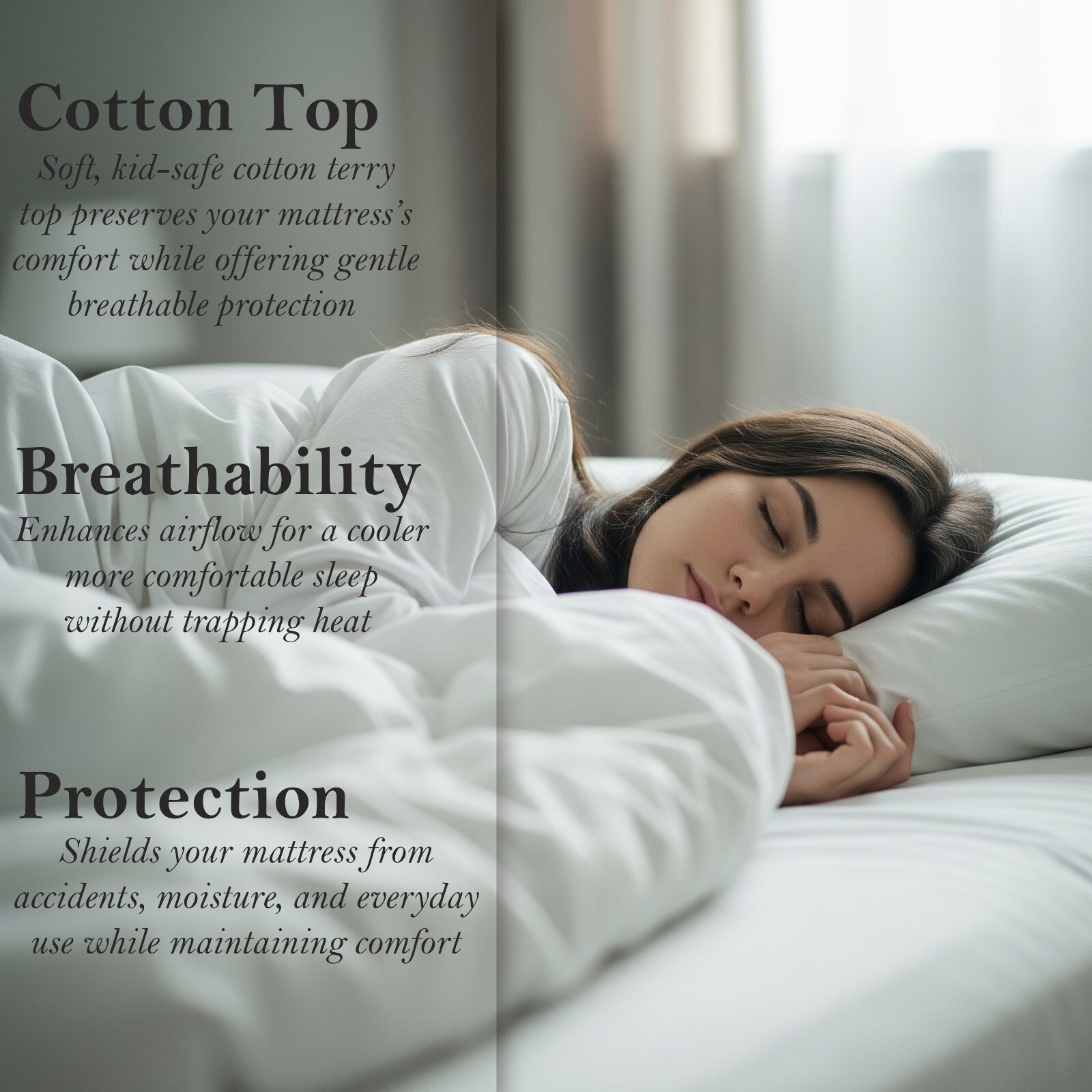 Premium Cotton Terry Fabric 100% Waterproof Deep Pocket Mattress Protector
