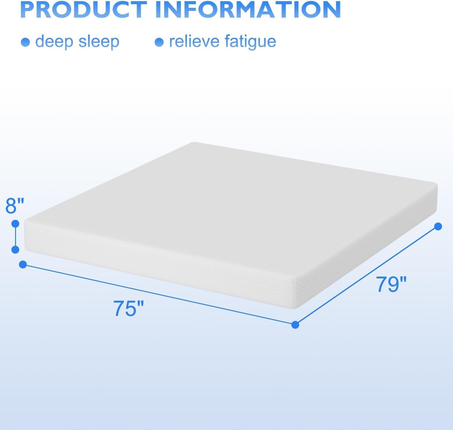 8 Inch King Mattress | Medium Firm Gel Memory Foam | Pressure Relief & Cooling